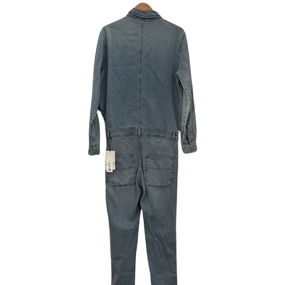 Zara Lightwash Denim Long Sleeve Button Front Jumpsuit NWT Size L - Picture 5 of 8